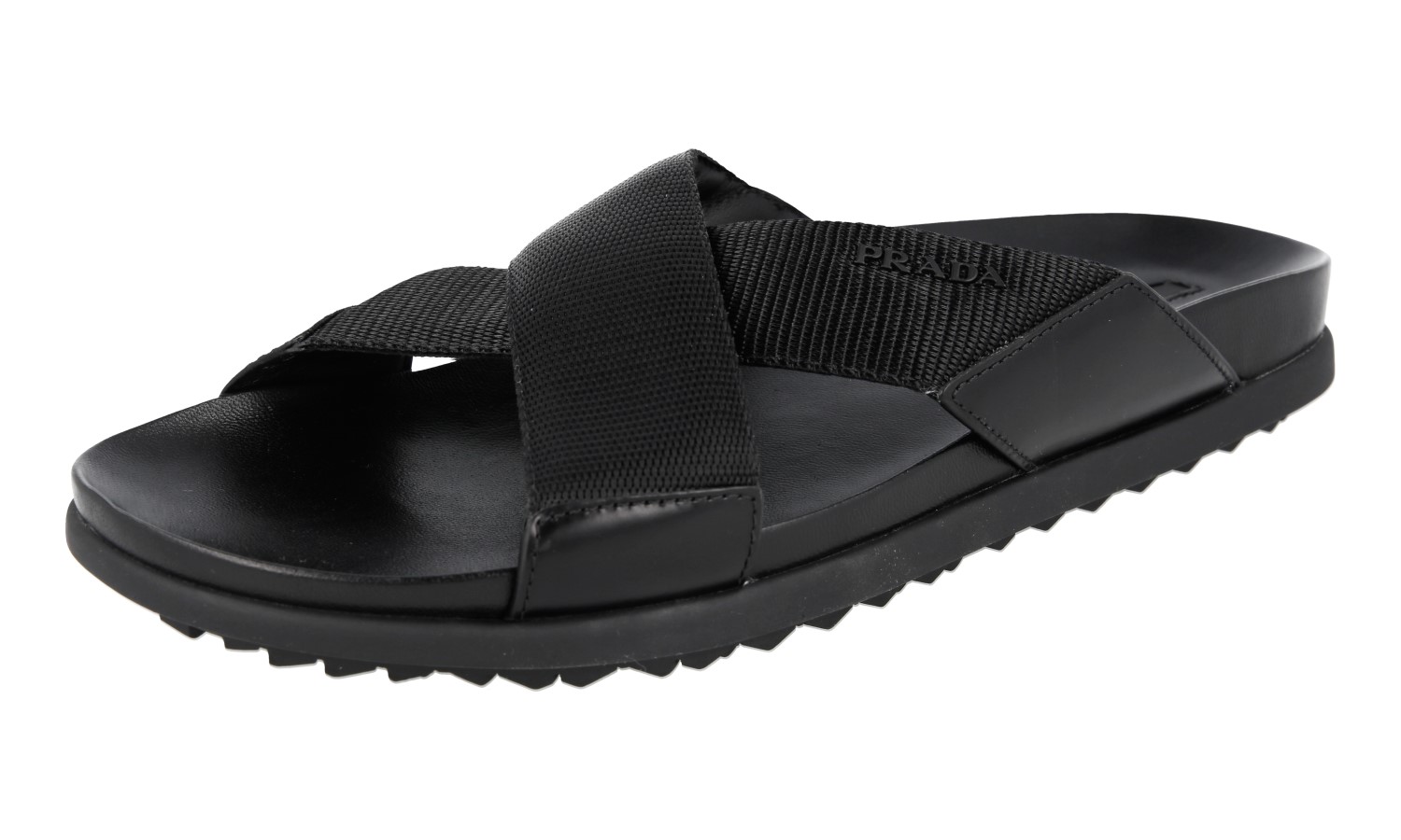 PRADA Leather Nylon Crisscross Slides Band Sandals 4X3210 NEW - US