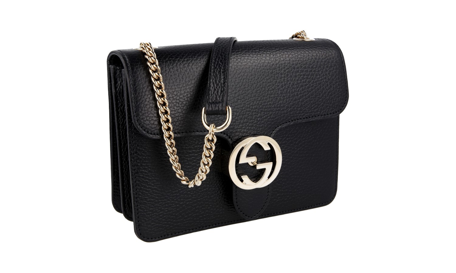 GUCCI GG SHOULDER BAG HANDBAG 808086939BORSA BLACK LEATHER | eBay