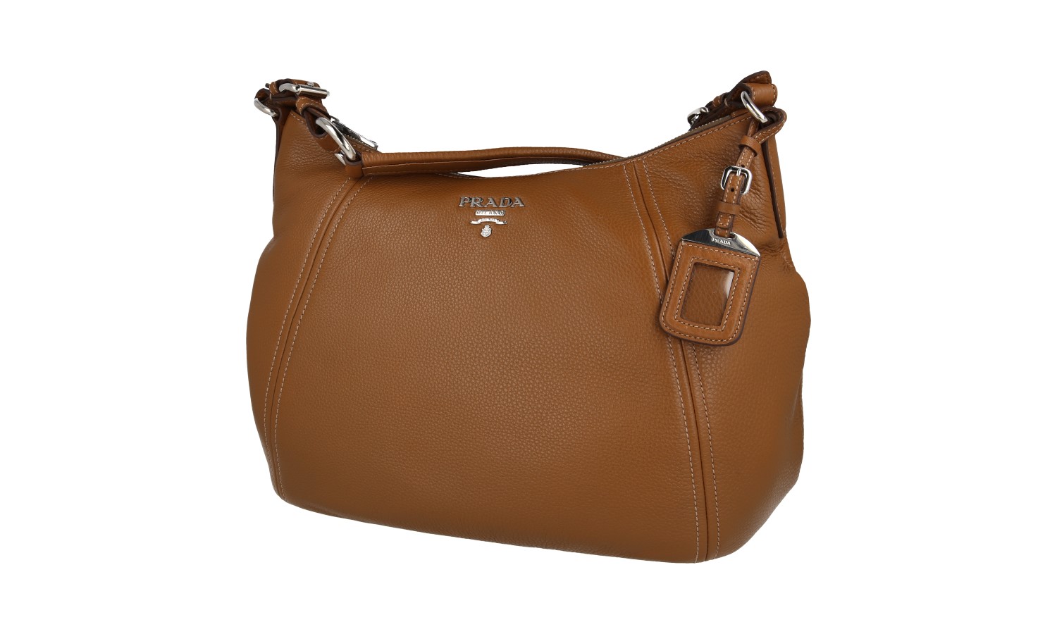 【希少】PRADA バックロゴ ウール ペンシルスカート ブラウン PRADA Leather Shoulder Hobo Bag Handbag - BR5096 - Brown