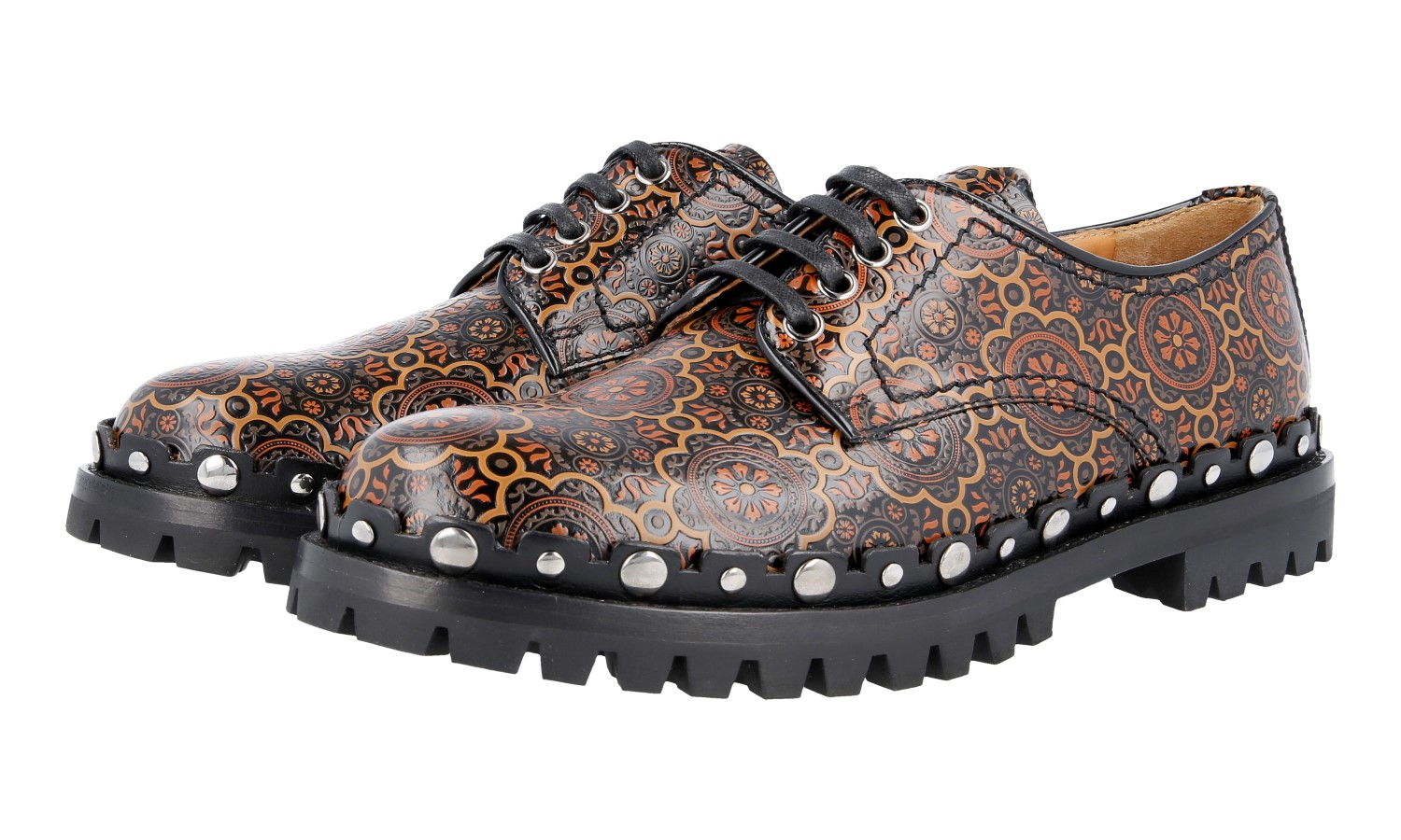 AUTH LUXURY CAR SHOE BY PRADA LACE-UP SHOES BROWN LEATHER US