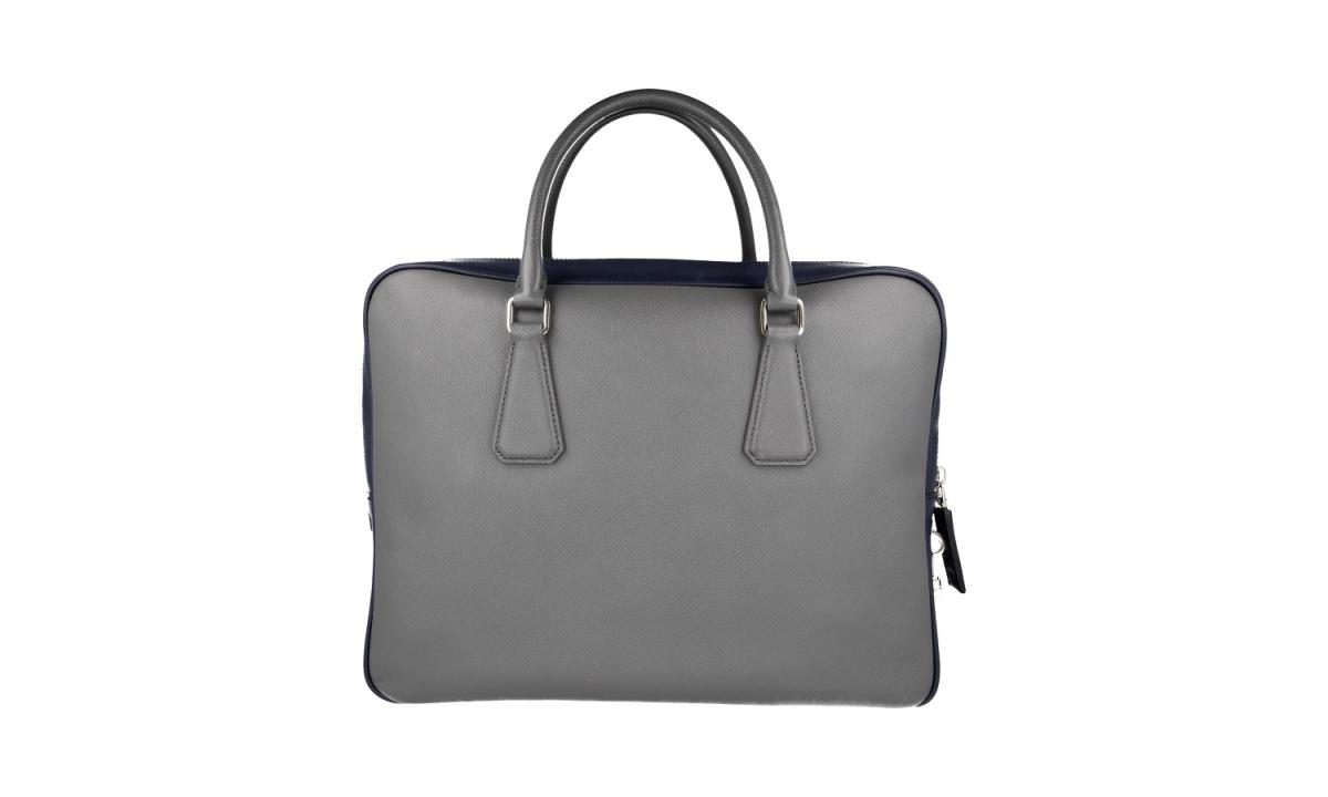 PRADA Saffiano Leather Bicolor Briefcase / Work Bag - VS305M